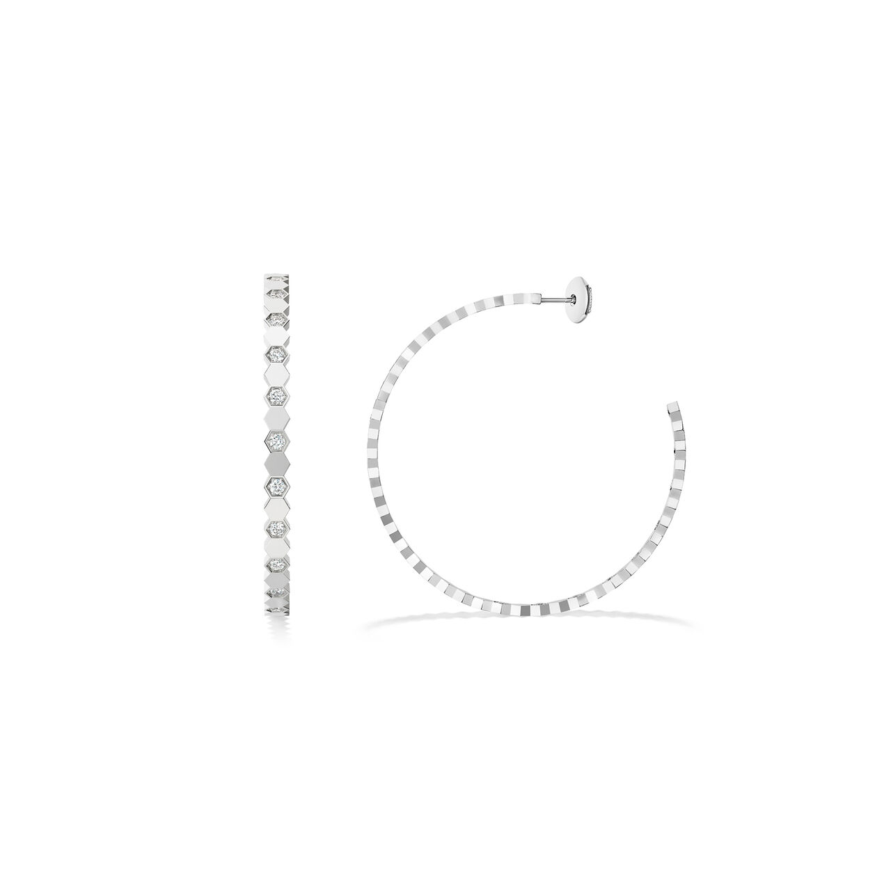 Chaumet Bee My Love Large White Gold and Diamond Hoop Earrings image number 1